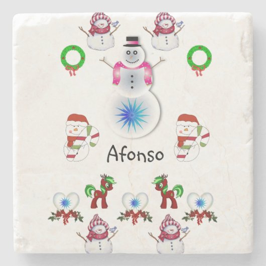 Onderzetter kerst met marmer Stone (Voorkant)