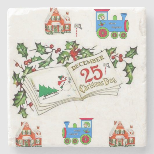 Onderzetter kerst met marmer Stone (Voorkant)