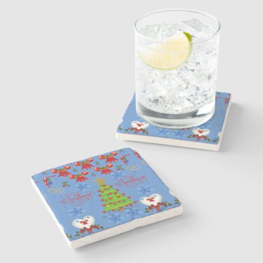 Onderzetter kerst met marmer Stone (Zijkant)