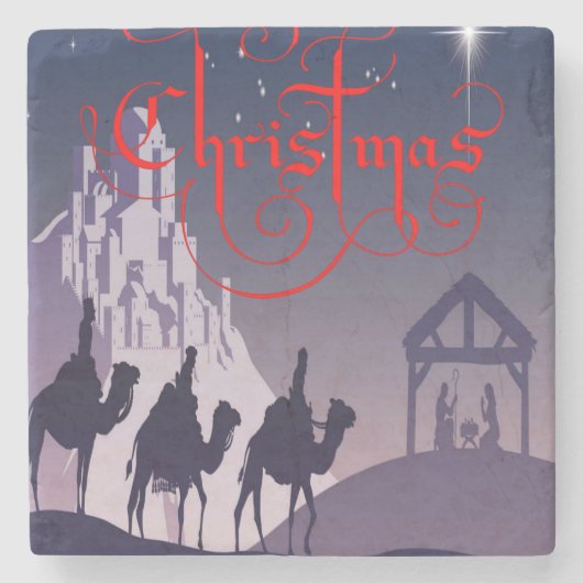 Onderzetter kerst met marmer Stone (Voorkant)