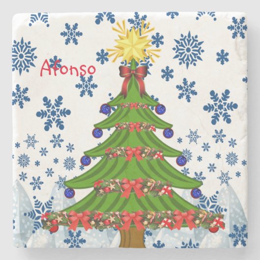 Onderzetter kerst met marmer Stone (Voorkant)