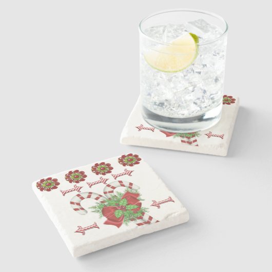 Onderzetter kerst met snoepriet Marble Stone (Zijkant)