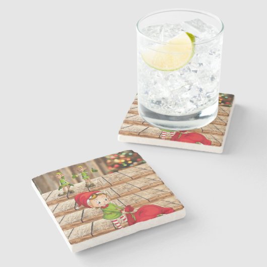 Onderzetter kerstmarmer, Elf (Zijkant)