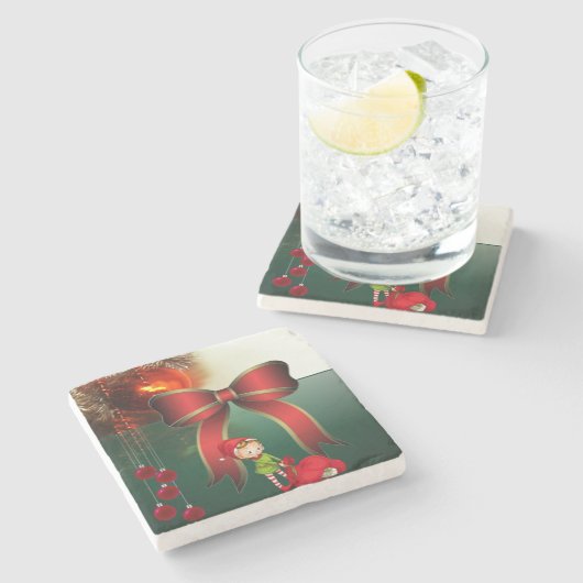 Onderzetter kerstmarmer, Elf (Zijkant)