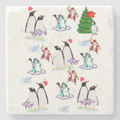 Onderzetter kerstmarmer, Penguin Snowman (Voorkant)