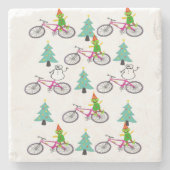 Onderzetter kerstmarmer Stone Snowman Elf (Voorkant)