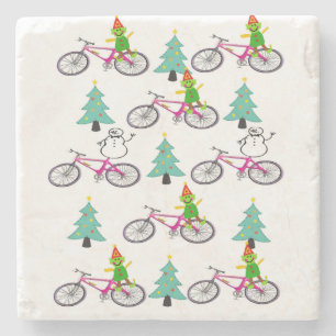 Onderzetter kerstmarmer Stone Snowman Elf