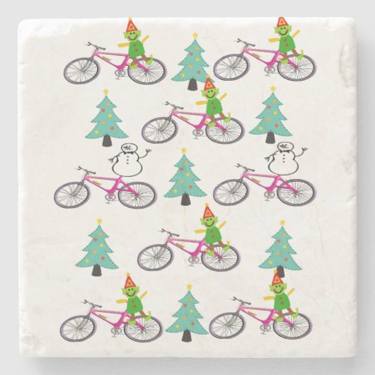 Onderzetter kerstmarmer Stone Snowman Elf (Voorkant)