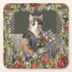 Onderzetter kerstpapier koninklijk prinses Cat