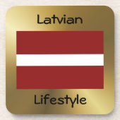 Onderzetter Letse vlag + tekst (Voorkant)