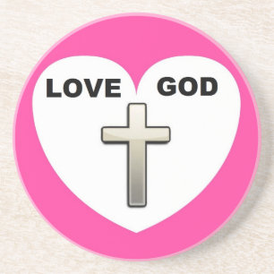 Onderzetter Liefde God Hart Cross Roze