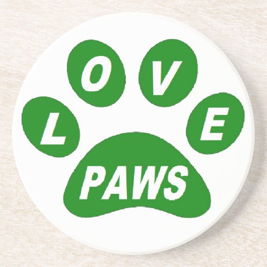 Onderzetter Love Paws on Paws Green (Voorkant)