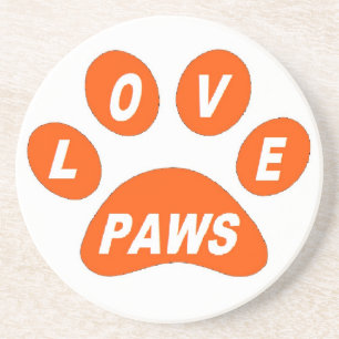 Onderzetter Love Paws on Paws Oranje