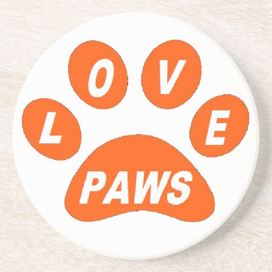 Onderzetter Love Paws on Paws Oranje (Voorkant)