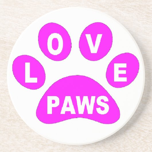 Onderzetter Love Paws on Paws roze (Voorkant)