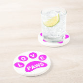 Onderzetter Love Paws on Paws roze (Zijkant)