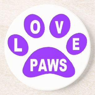Onderzetter Love Paws op Paws Paars