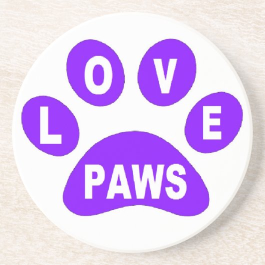 Onderzetter Love Paws op Paws Paars (Voorkant)