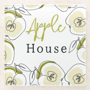 Onderzetter met appel getekend.