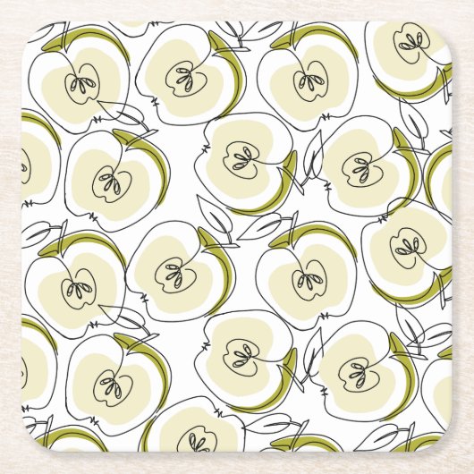 Onderzetter met appel getekend. (Voorkant)