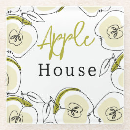 Onderzetter met appel getekend. glazen onderzetter