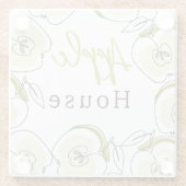 Onderzetter met appel getekend. glazen onderzetter (Achterkant)