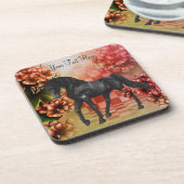 Onderzetter met Black Fantasy Horse Flowers (Linkerzijde)
