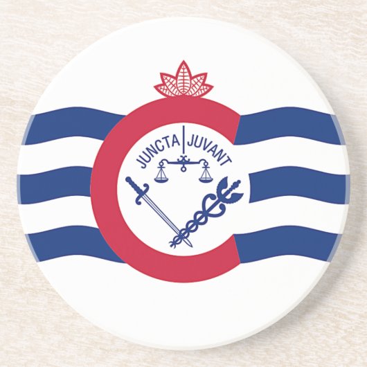 Onderzetter met de vlag van Cincinnati, Ohio, VS (Voorkant)