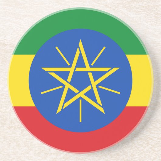 Onderzetter met de vlag van Ethiopië (Voorkant)