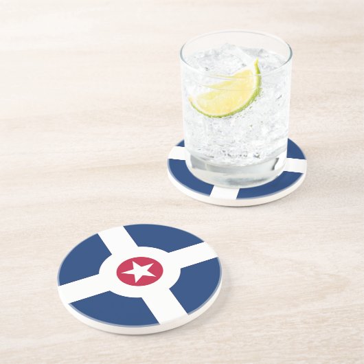 Onderzetter met de vlag van Indianapolis, VS (Zijkant)