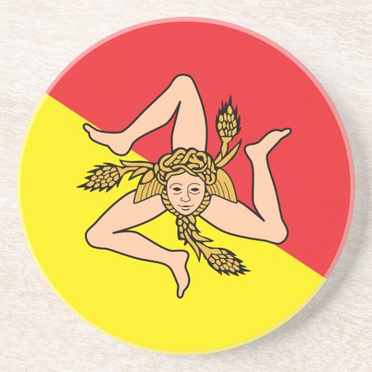 Onderzetter met de vlag van Sicilië, Italië (Voorkant)