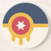 Onderzetter met de vlag van Tulsa, Oklahoma (Voorkant)