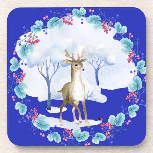 Onderzetter met Deer en een Wreath (Voorkant)