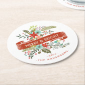 Onderzetter met fijne kerst en lichte kerststaarte (Gebogen)