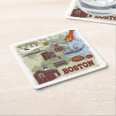 Onderzetter met geïllustreerde kaart van Boston (Schuin)