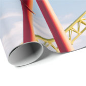 Onderzetter met gele en rode rol onder blauwe heme cadeaupapier (Rol Hoek)