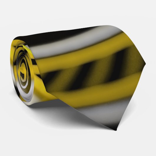 Onderzetter met gele tapedrive op fractale rails stropdas (Opgerold)