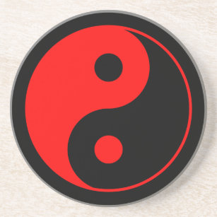 Onderzetter met het symbool Red & Black Yin Yang