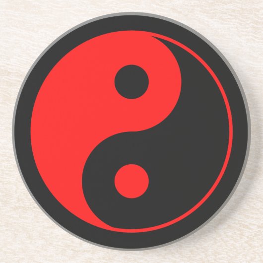 Onderzetter met het symbool Red & Black Yin Yang (Voorkant)
