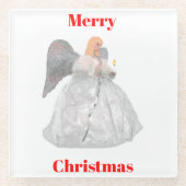 Onderzetter met kerstangel glazen onderzetter (Voorkant)