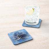 Onderzetter met kerstblauw lint (Rechterzijde)