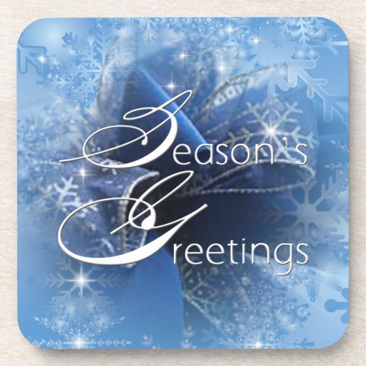 Onderzetter met kerstblauw lint (Voorkant)