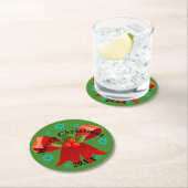 Onderzetter met kerstfeest (Rood kerstlint) (Insitu)