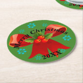 Onderzetter met kerstfeest (Rood kerstlint) (Gebogen)