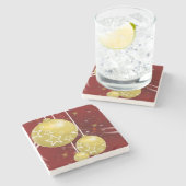 Onderzetter met kerstmarmer, gouden ballen (Zijkant)