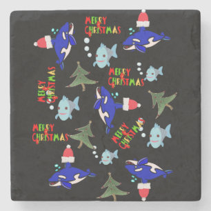 Onderzetter met kerstmarmer, haaienvis