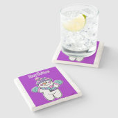 Onderzetter met kerstmarmer, Paars Snowman (Zijkant)