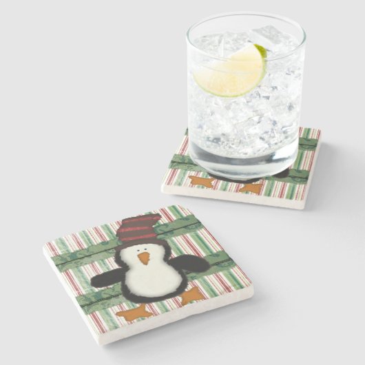 Onderzetter met kerstmarmer, Penguin Stripe (Zijkant)