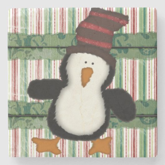 Onderzetter met kerstmarmer, Penguin Stripe (Voorkant)