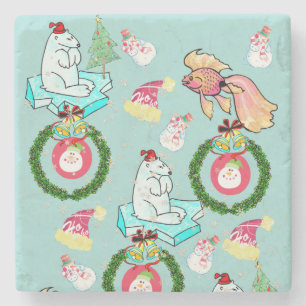 Onderzetter met kerstmarmer, Polair Beer